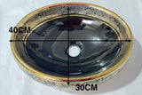 Lavamanos Sobreponer En Porcelana Ovalado Negro 40 30 15cm