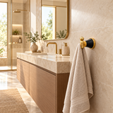Perchero Diamante Negro Y Dorado En Aluminio — ambientación de baño