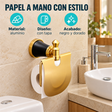 Portarrollos Diamante Negro Y Dorado En Aluminio — características
