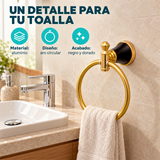 Toallero Aro Diamante Negro Y Dorado En Aluminio — características