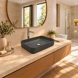 Lavamanos Malibú Gris Oscuro 50 × 39 cm — ambientación de baño