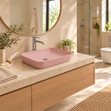 Lavamanos Malibú Rose Mate 50 × 39 cm — ambientación de baño