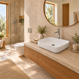 Lavamanos Malibú Blanco Mate 50 × 39 cm — ambientación de baño