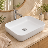 Lavamanos Malibú Blanco Mate 50 × 39 cm — detalle instalado