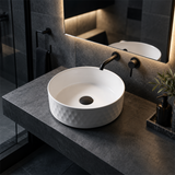 Lavamanos Olympia Redondo Blanco 36 cm — ambientación de baño