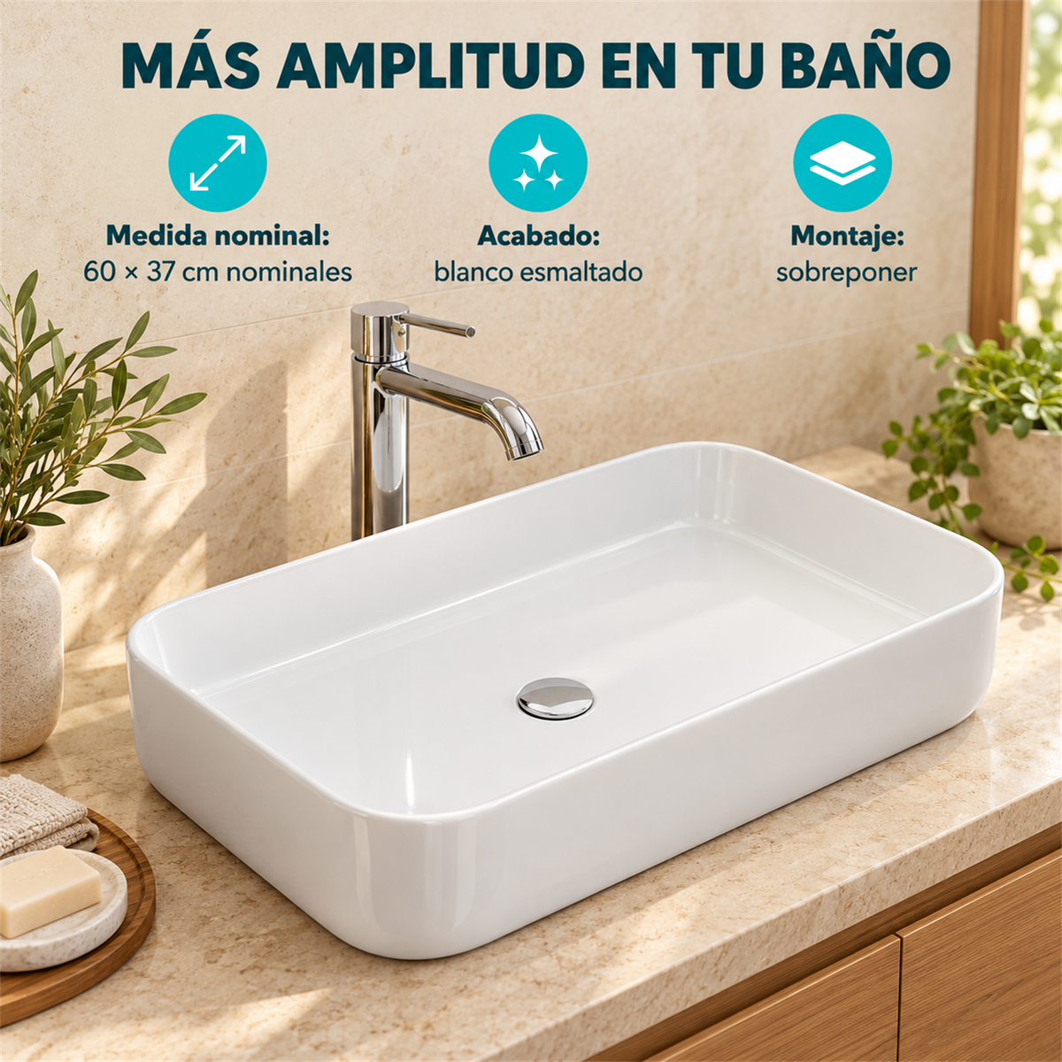 Lavamanos Miramar Blanco 60 × 37 cm — características verificadas