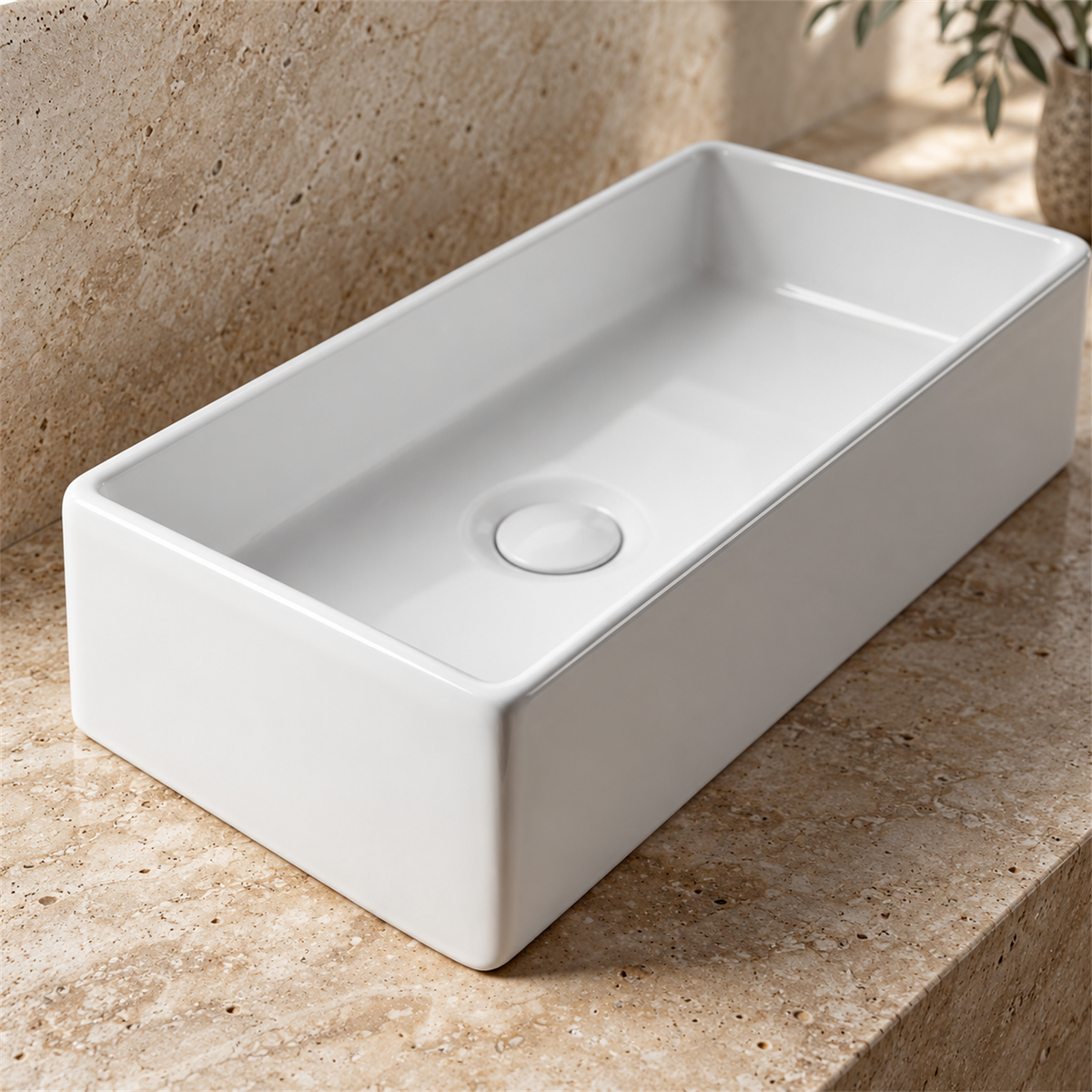Lavamanos Waco Rectangular Blanco 46 × 23 cm — detalle del acabado