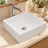 Lavamanos Square Cuadrado Blanco 36 cm — detalle del acabado