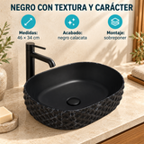 Lavamanos Crystal Negro Calacata 46 × 34 cm — características verificadas