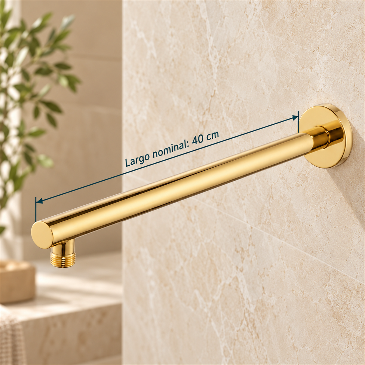 Tubo Para Regadera Nuvo Dorado 40 cm — largo nominal