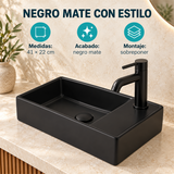 Lavamanos Nashville Negro Mate 41 × 22 cm — características