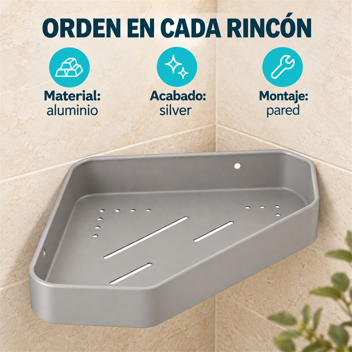 Repisa Esquinera Moderna Silver En Aluminio — características