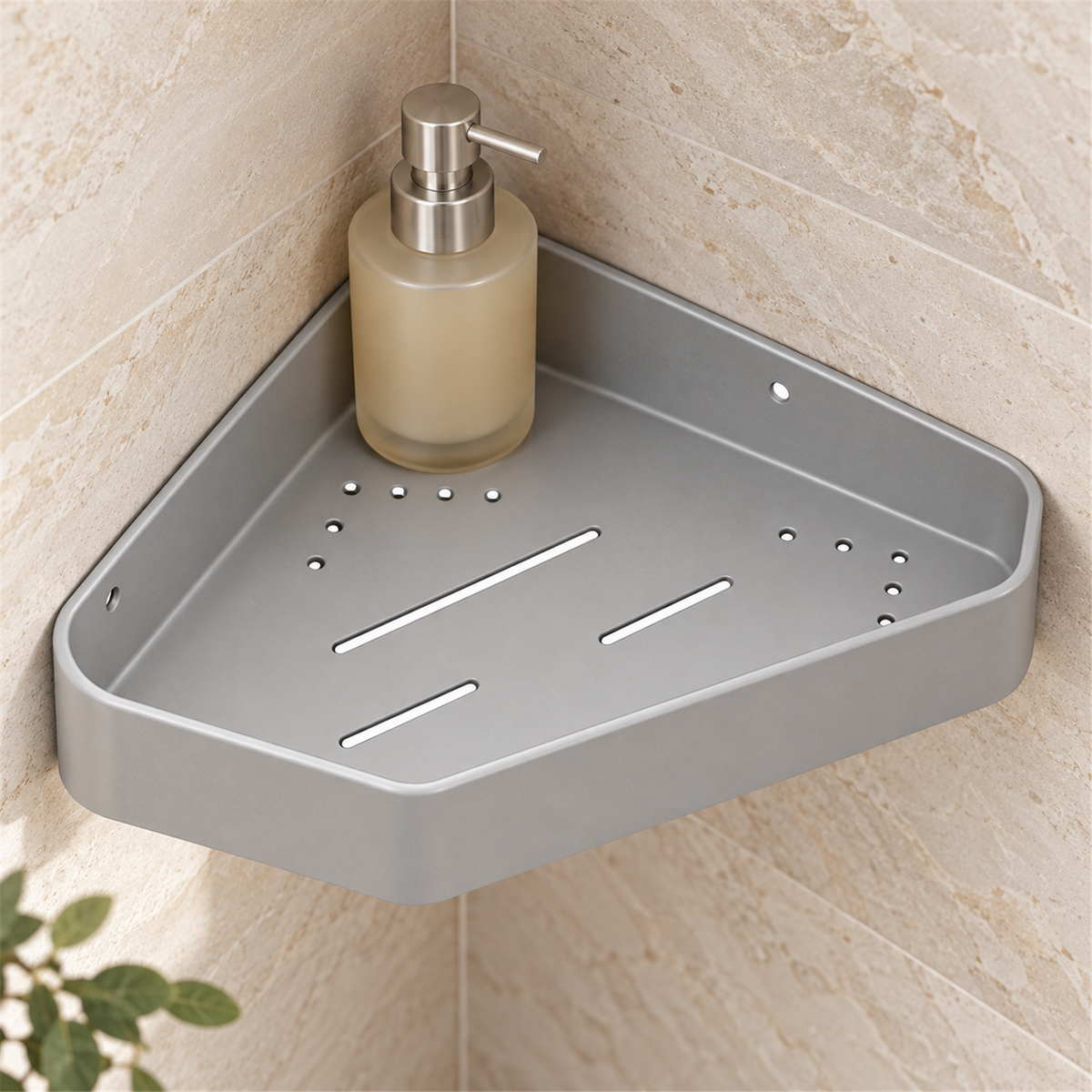Repisa Esquinera Moderna Silver En Aluminio — detalle instalado