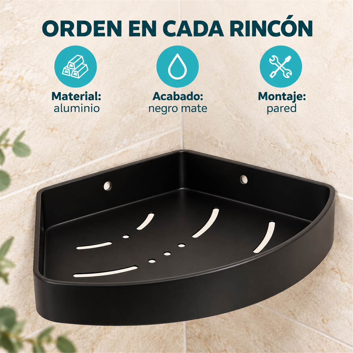 Repisa Esquinera Curva Negra En Aluminio — características