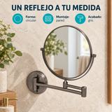Espejo Circular Articulado Gris - Características verificadas