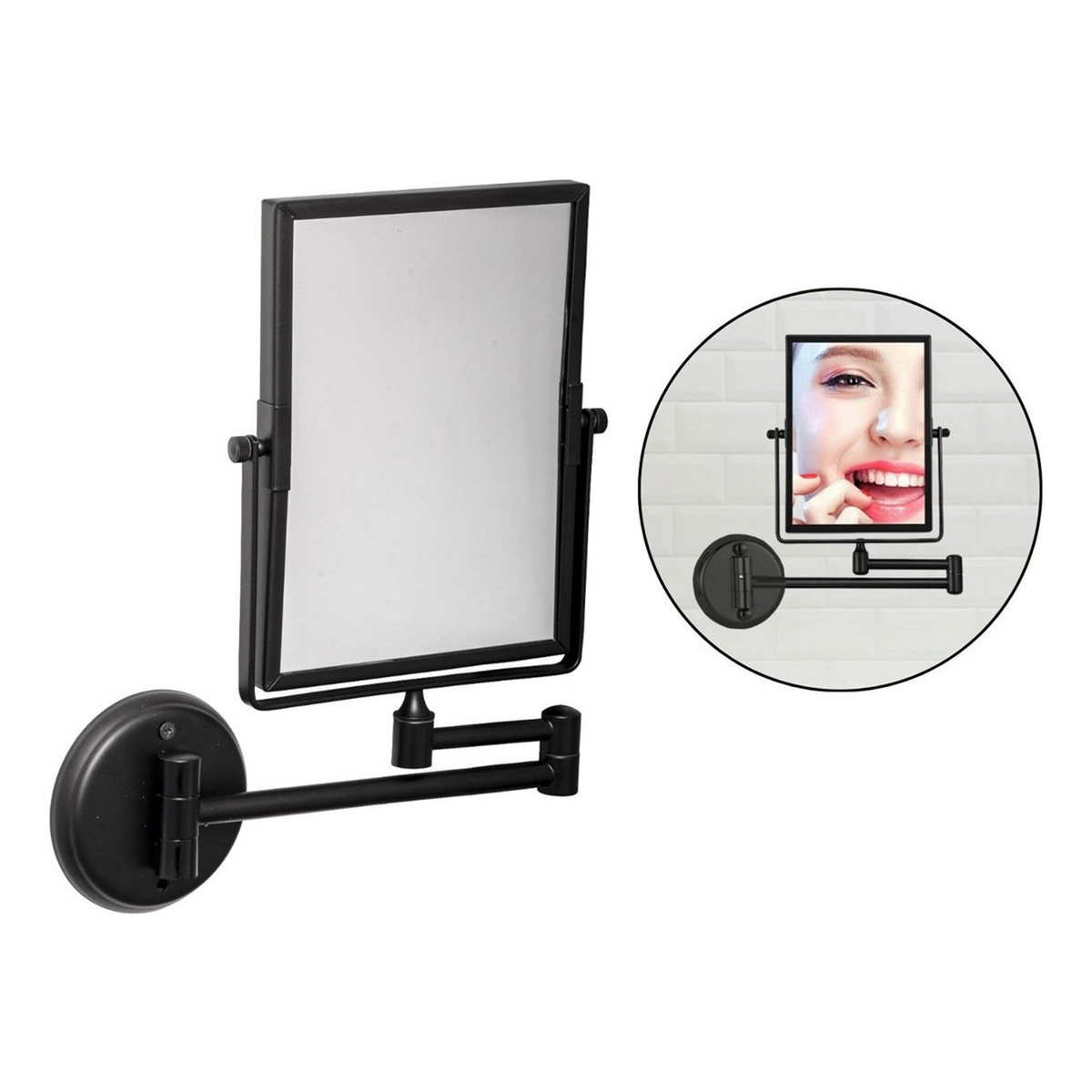 Espejo Articulado De Pared Negro - Fotografía conservada y normalizada
