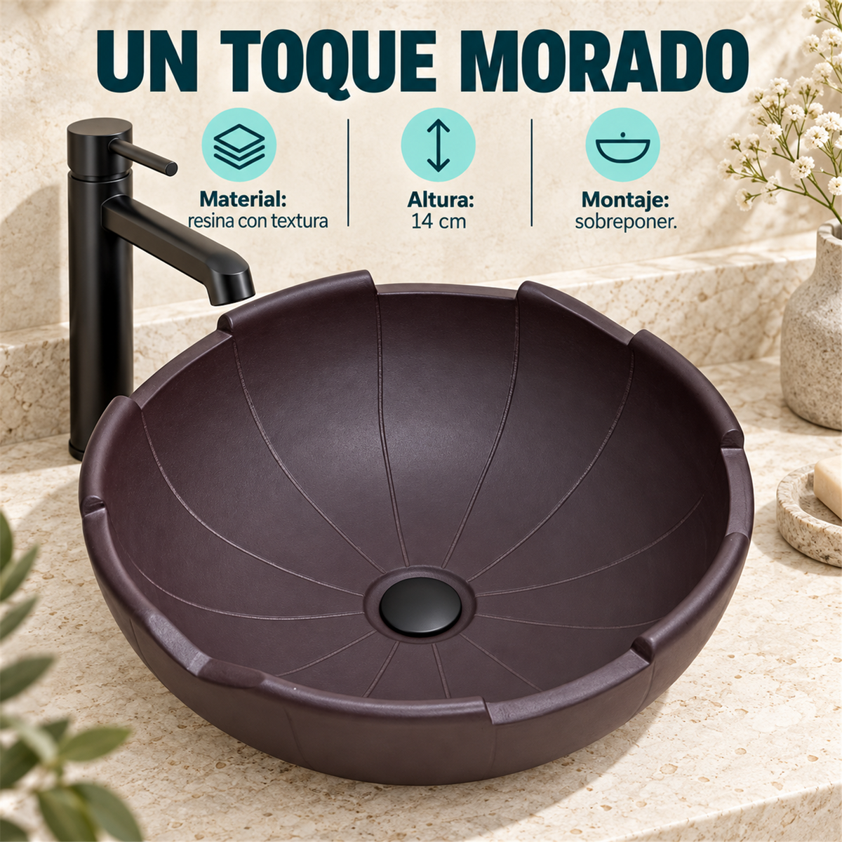 Lavamanos Moratto Morado Ø40 cm - Características verificadas