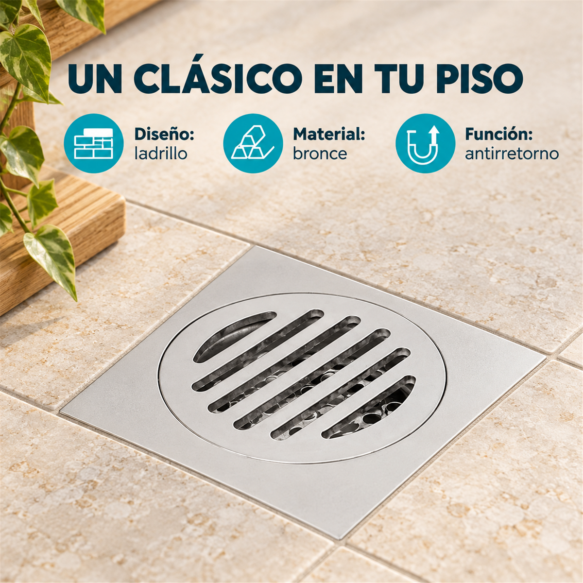 Rejilla De Piso Cuadrada Ladrillo En Bronce - Características verificadas