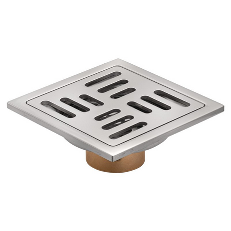 Rejilla De Piso Tri-Line Plateada Con Antirretorno