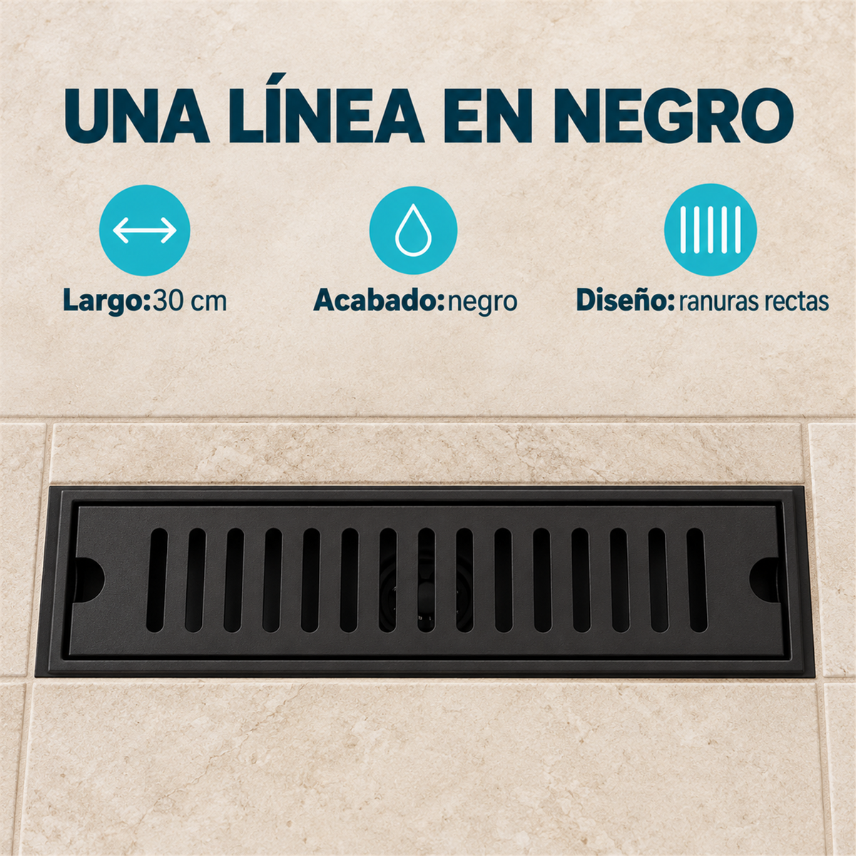 Rejilla Lineal Ladrillo Negra De 30 cm - Características del producto