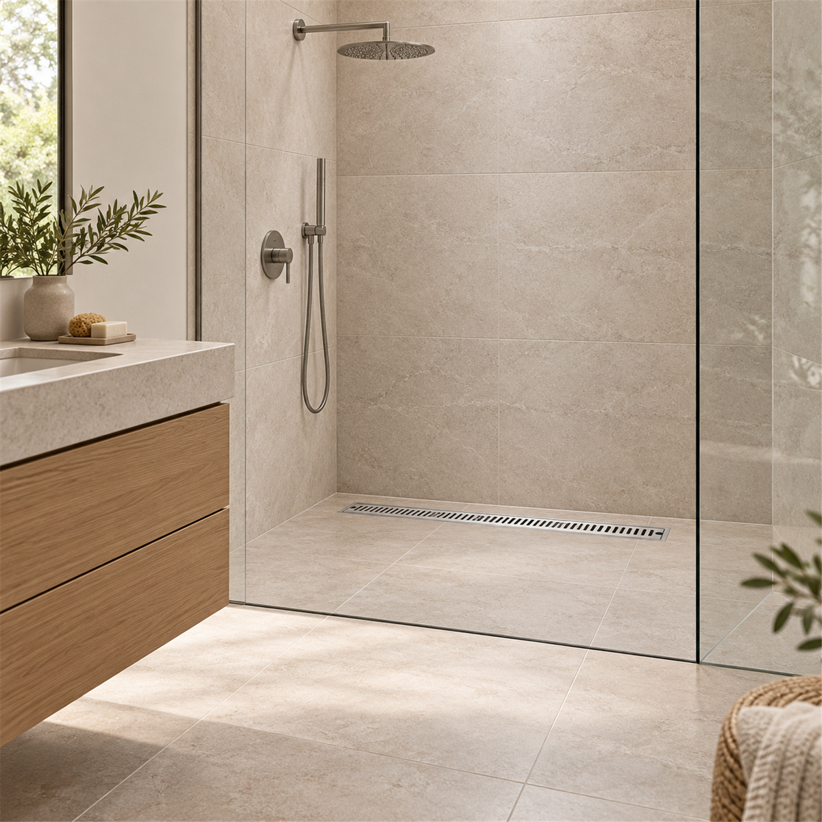 Rejilla Lineal Ladrillo En Acero 304 De 80 cm - Ambientación amplia con escala natural