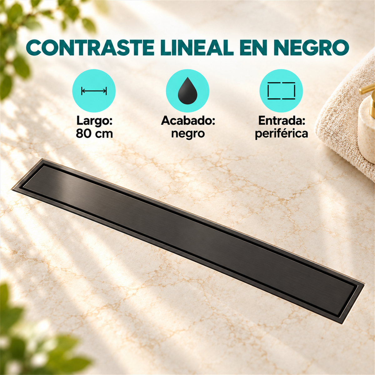 Rejilla Invisible Negra De 80 cm - Características del producto