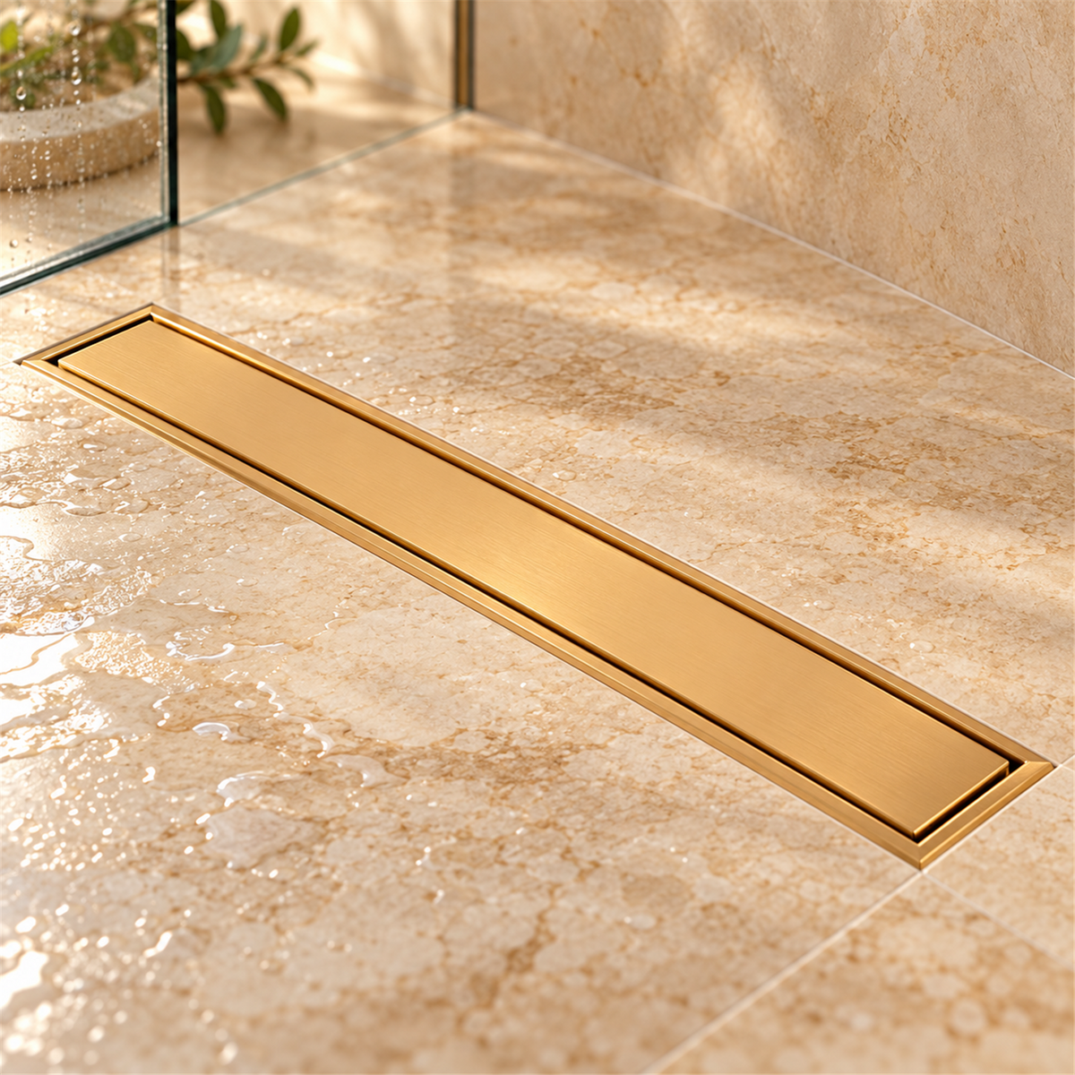 Rejilla Invisible Dorada Cepillada De 60 × 10 cm - Vista cercana del producto