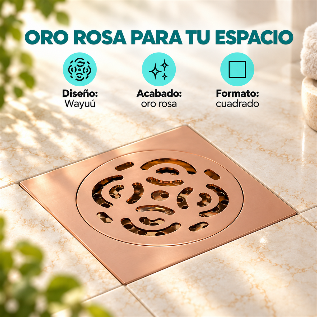 Rejilla Cuadrada Wayuú En Oro Rosa - Características del producto