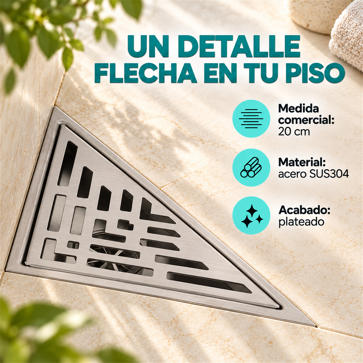 Rejilla Triangular Flecha De 20 cm En Acero 304 - Características del producto