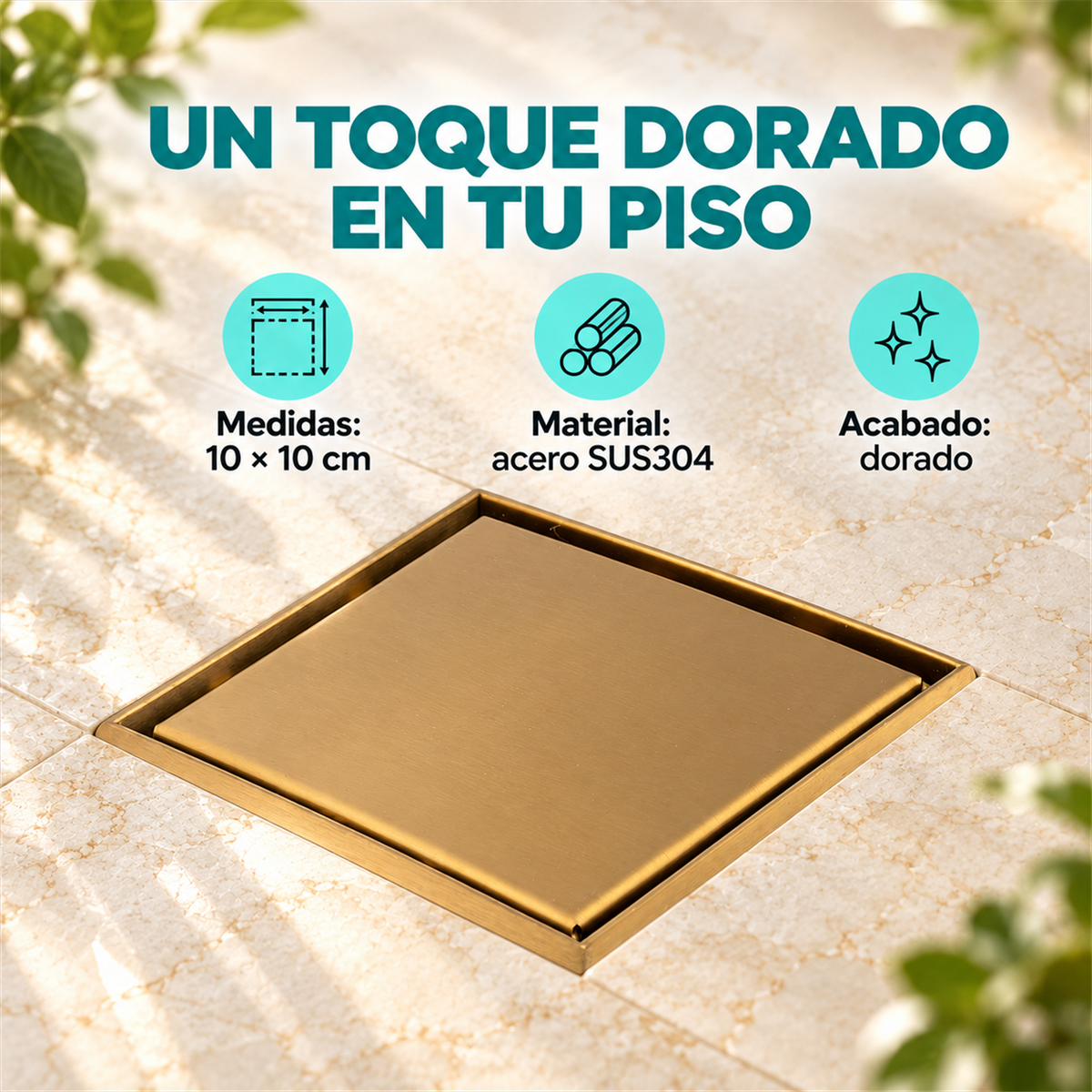 Rejilla Invisible Dorada De 10 × 10 cm - Características del producto
