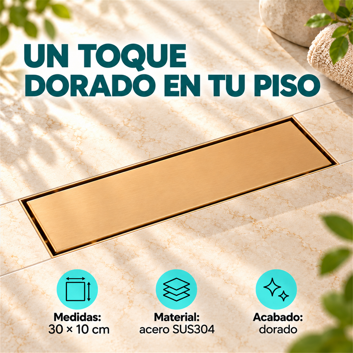 Rejilla Invisible Dorada De 30 × 10 cm - Características del producto