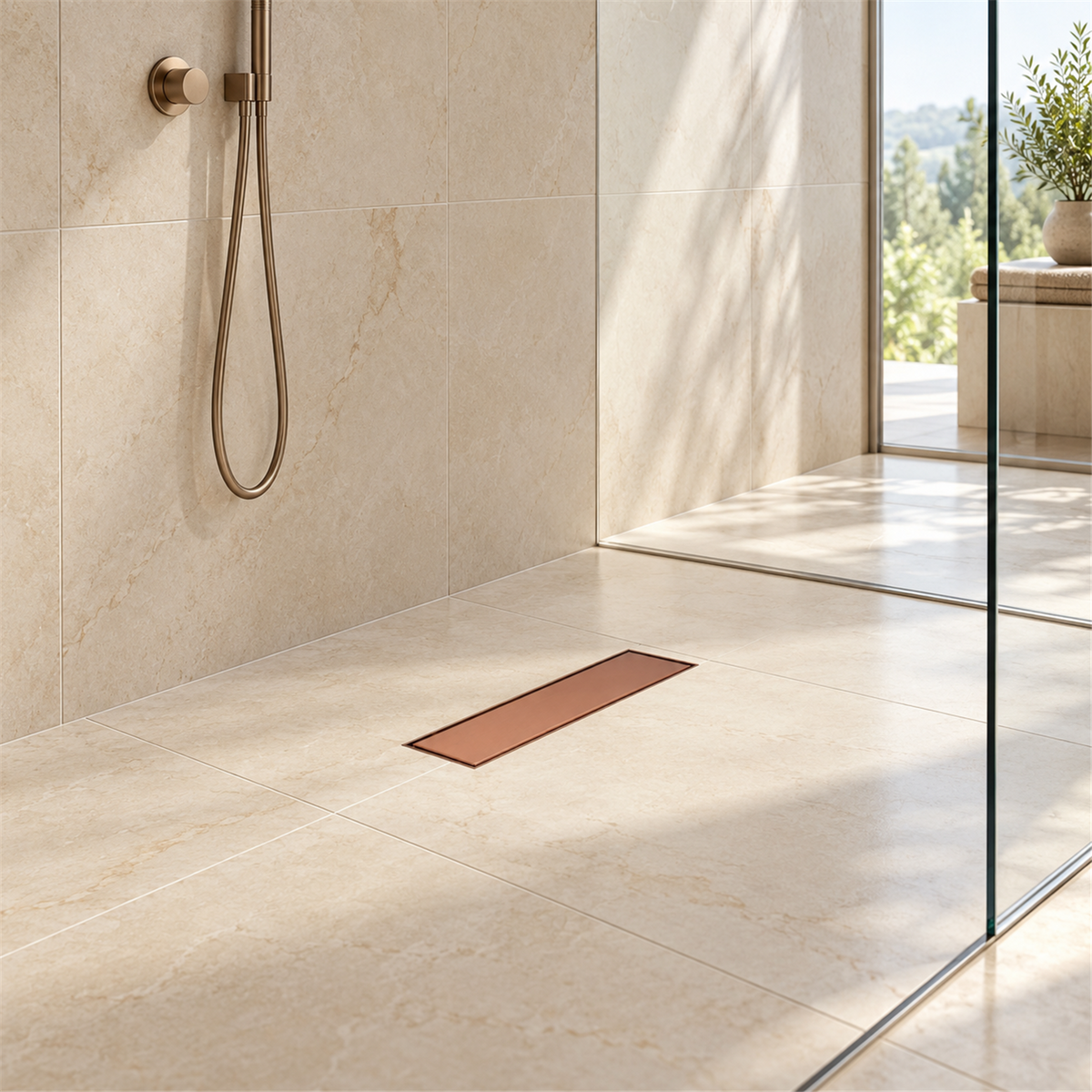 Rejilla Invisible En Oro Rosa De 30 × 10 cm - Ambientación amplia con escala natural