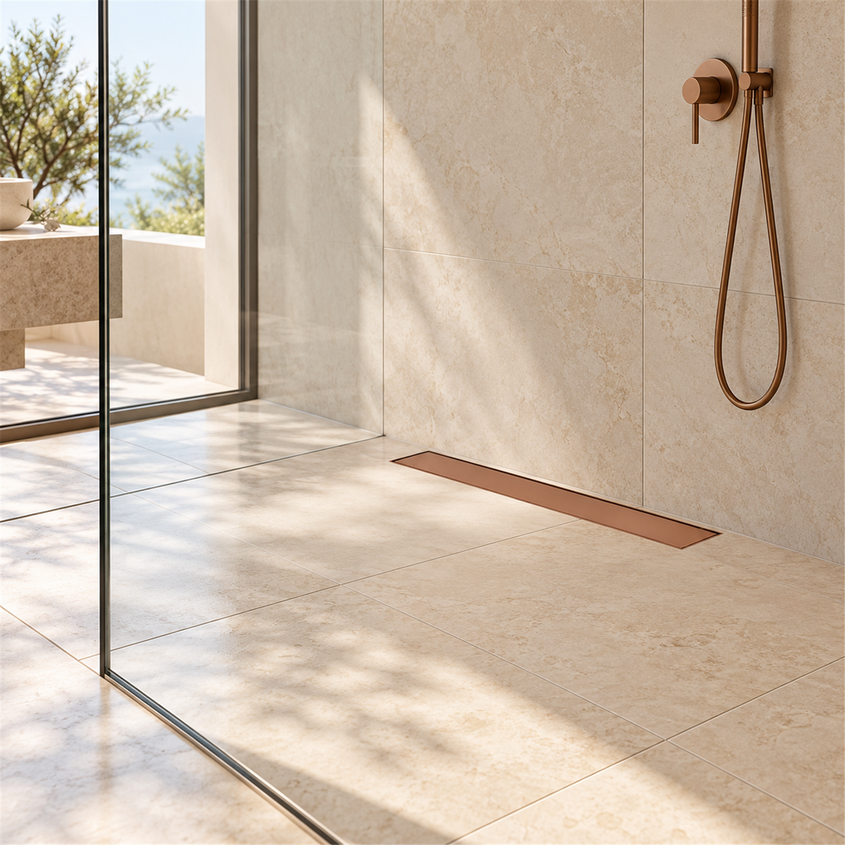 Rejilla Invisible En Oro Rosa De 60 × 10 cm - Ambientación amplia con escala natural