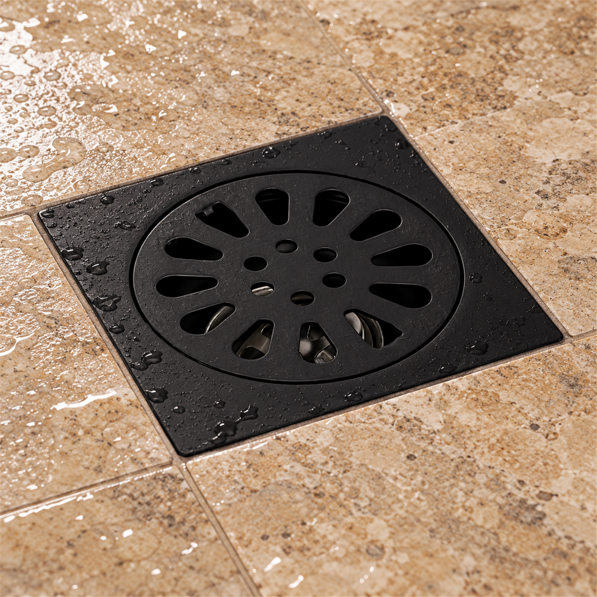 Rejilla De Piso Sol Negra De 10 × 10 cm - Vista cercana del producto