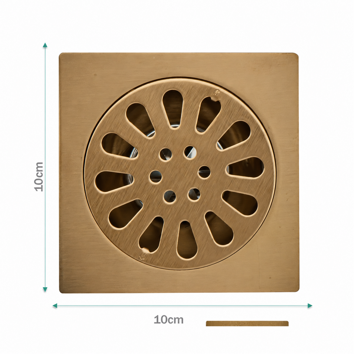 Rejilla De Piso Sol Dorada De 10 × 10 cm - Medidas del producto