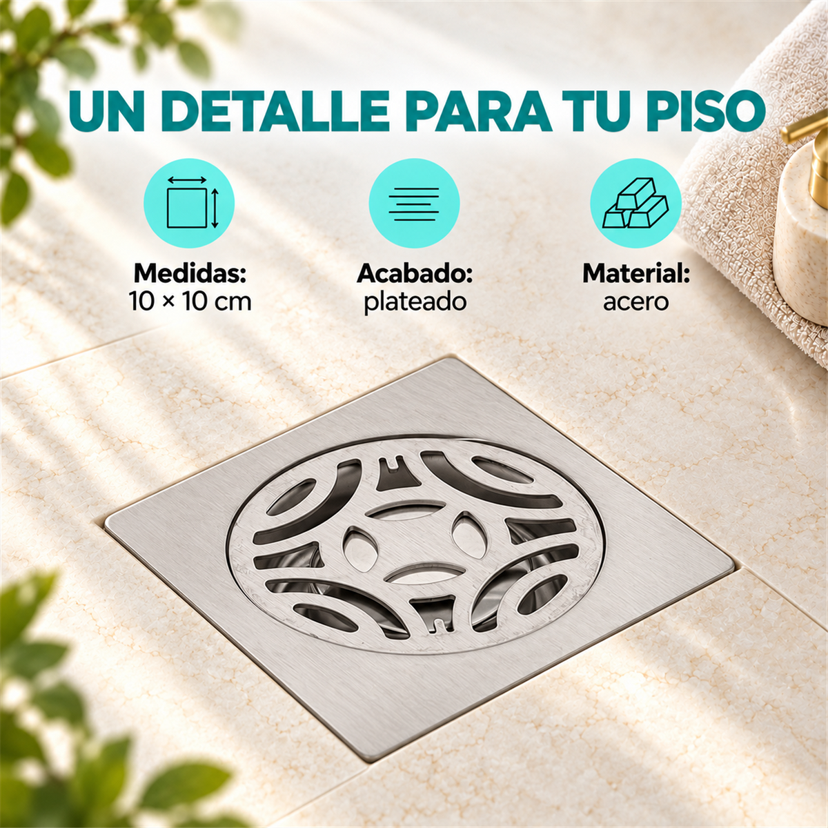 Rejilla De Piso Azteca En Acero De 10 cm - Características del producto