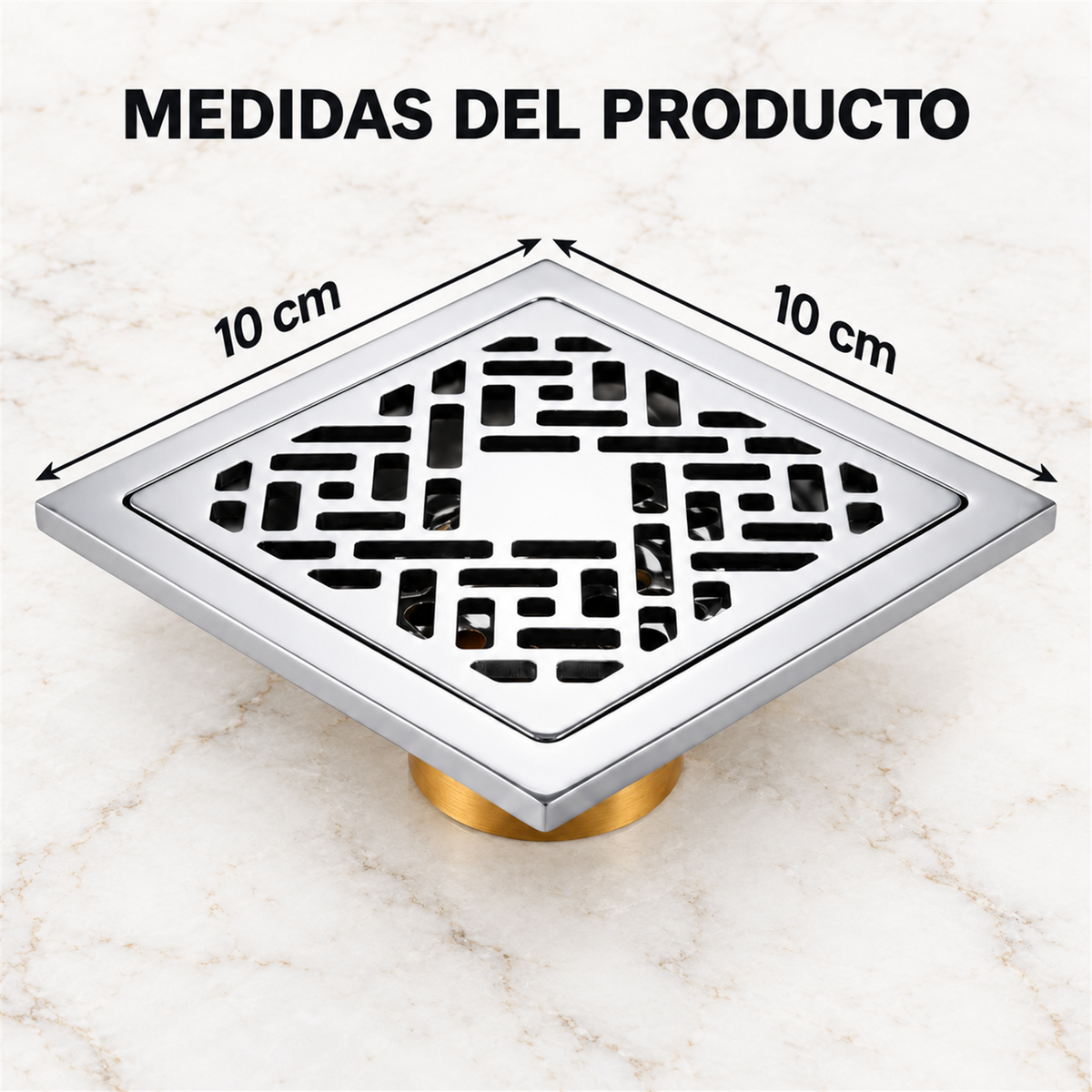 Rejilla De Piso Cruze Cromada De 10 cm - Medidas del producto