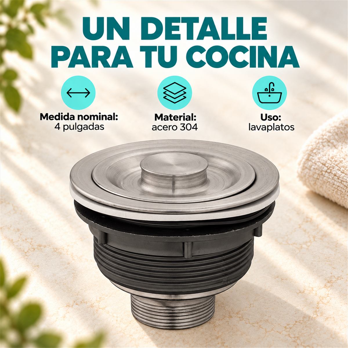 Canastilla Para Lavaplatos De 4 Pulgadas En Acero 304 - Características del producto