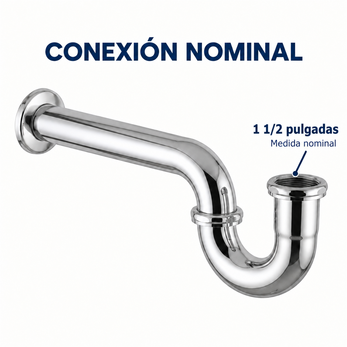 Sifón P En Acero Y Bronce Para Lavaplatos De 1½ Pulgadas - Medidas del producto