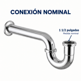 Sifón P En Acero Y Bronce Para Lavaplatos De 1½ Pulgadas - Medidas del producto