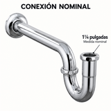 Sifón P En Acero Para Lavamanos De 1¼ Pulgadas - Medidas del producto