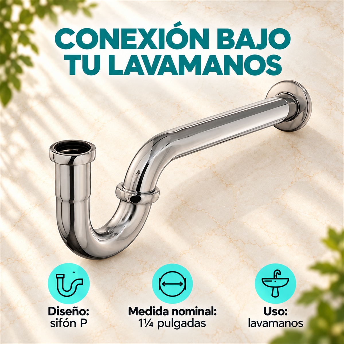 Sifón P En Acero Y Bronce Para Lavamanos De 1¼ Pulgadas - Características del producto