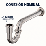 Sifón P En Acero Y Bronce Para Lavamanos De 1¼ Pulgadas - Medidas del producto