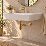 Sifón Tipo Pastilla Brushed Gold En Acero SUS304 - Ambientación amplia con escala natural