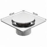 Rejilla De Piso Push Cromada De 10 cm - Medidas del producto