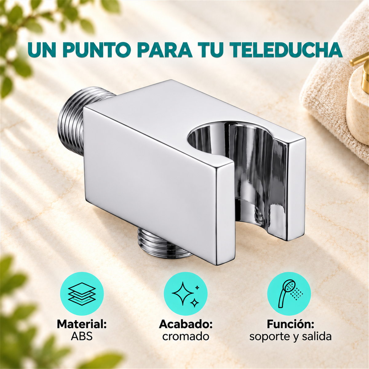 Portateleducha Con Salida Para Manguera En ABS Cromado - Características del producto