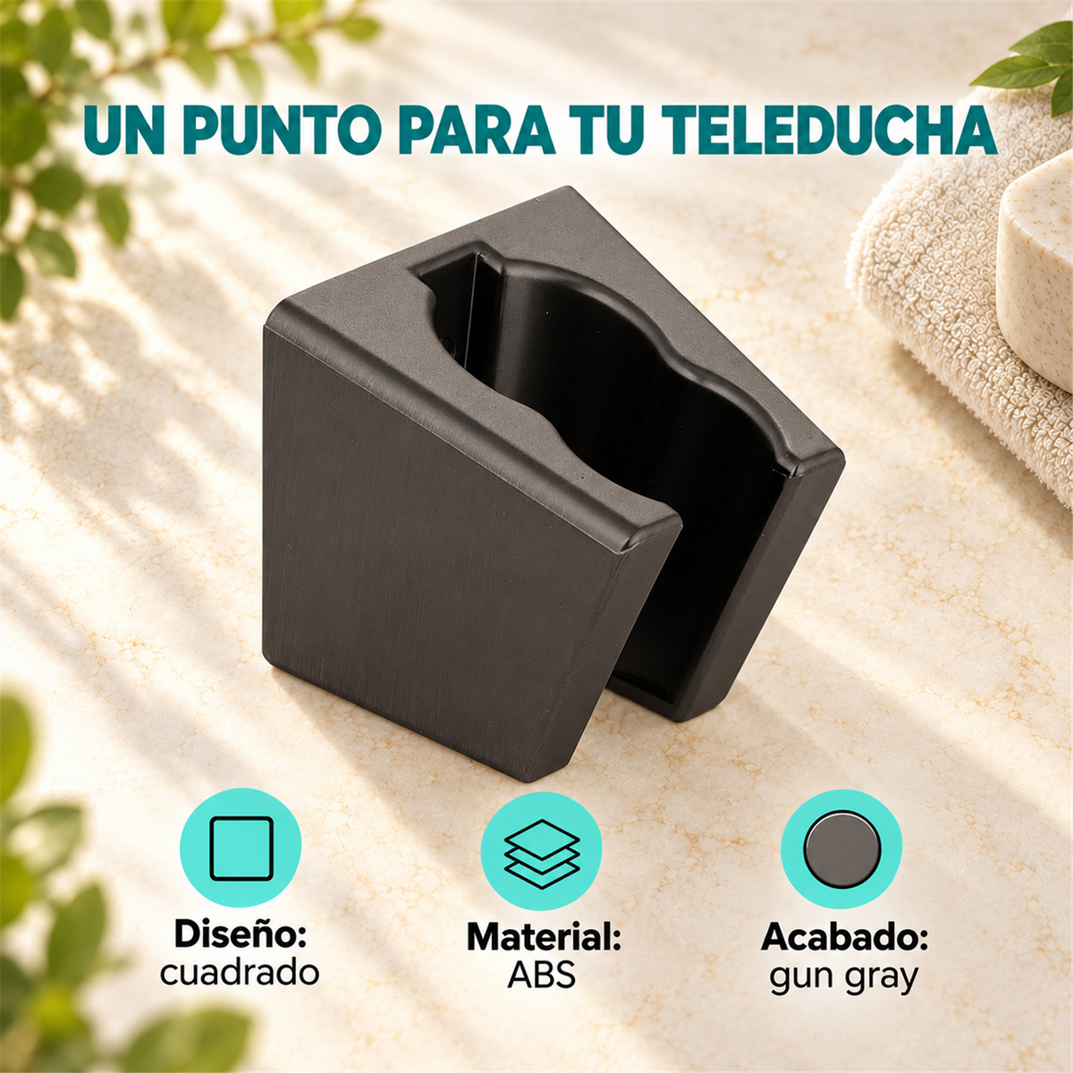 Soporte De Teleducha Cuadrado Gun Gray En ABS - Características del producto