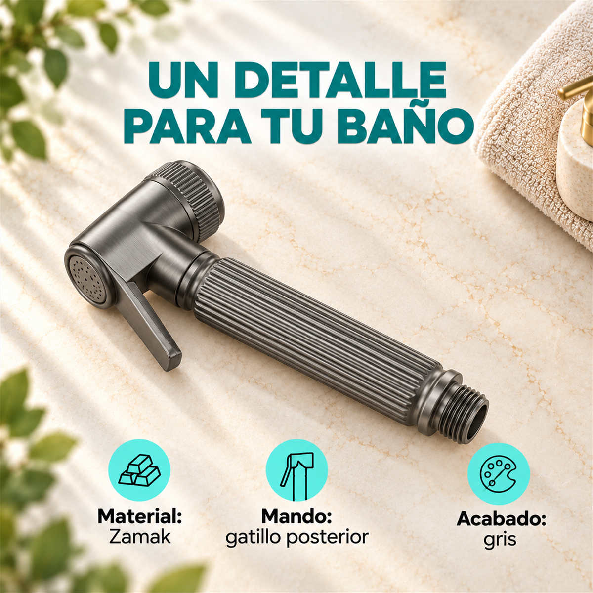 Spray Para Bidet Gris En Zamak - Características del producto