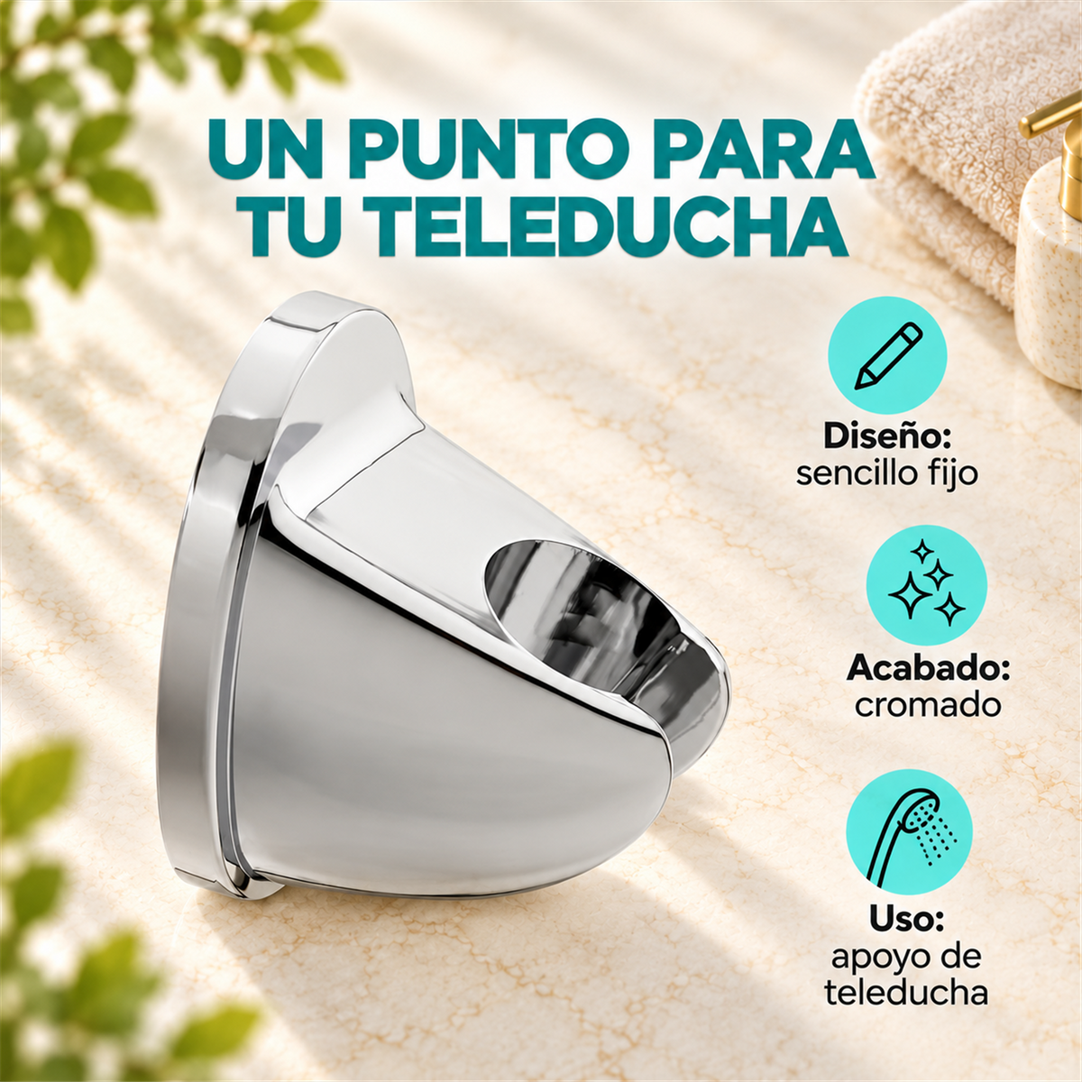 Soporte De Teleducha Sencillo Fijo Cromado - Características del producto