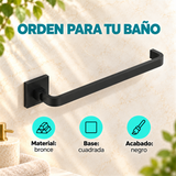 Toallero Corto De Base Cuadrada Negro En Bronce - Características del producto